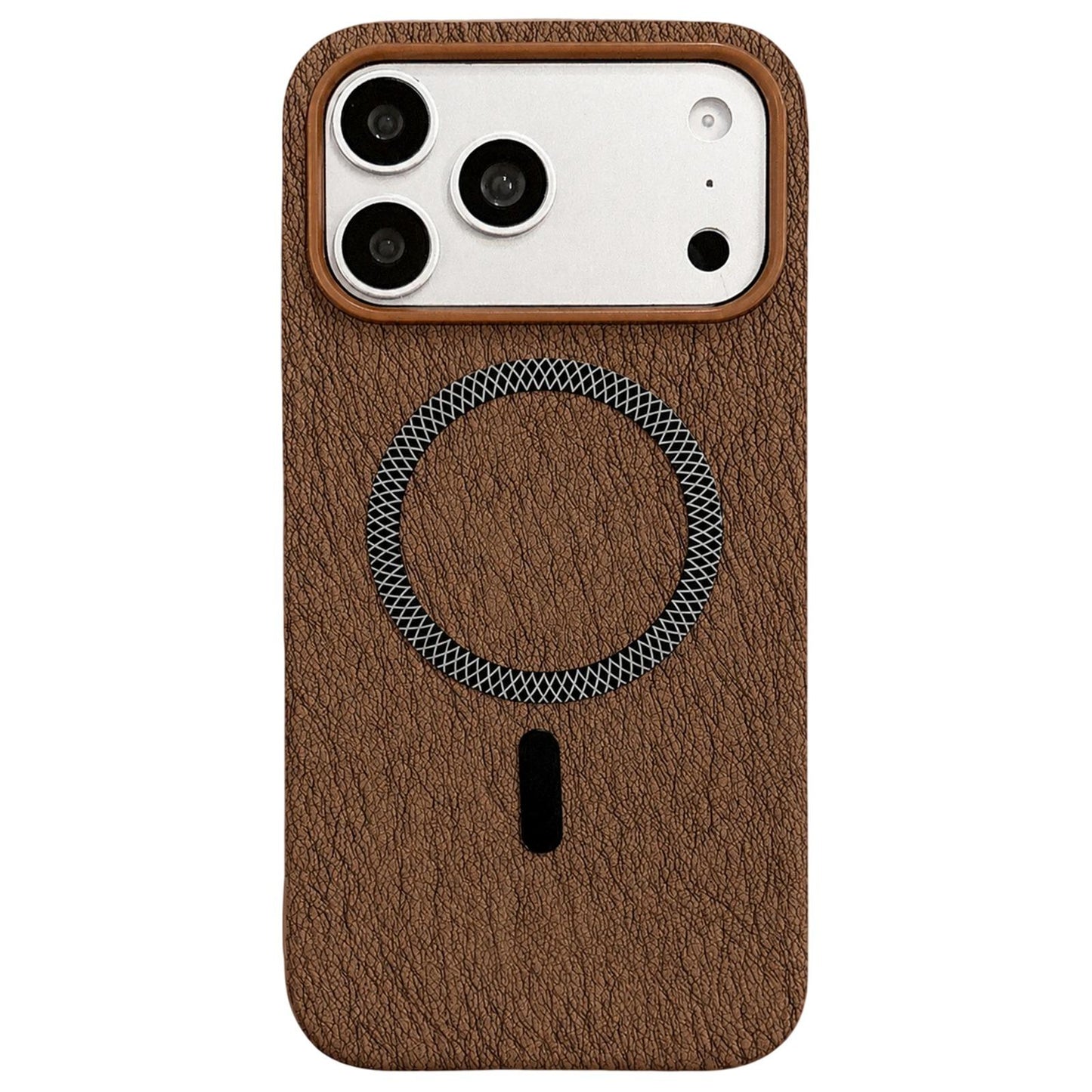 For iPhone 17 Pro Max Acrylic Hybrid TPU Rhombus Texture Magnetic Phone Case(Brown)