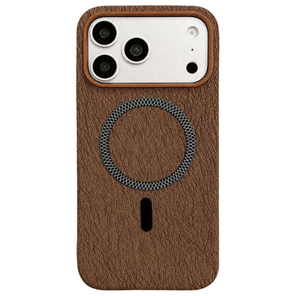 For iPhone 17 Pro Acrylic Hybrid TPU Rhombus Texture Magnetic Phone Case(Brown)