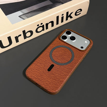 For iPhone Air Acrylic Hybrid TPU Rhombus Texture Magnetic Phone Case(Terracotta)