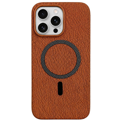 For iPhone 16 Pro Max Acrylic Hybrid TPU Rhombus Texture Magnetic Phone Case(Terracotta)