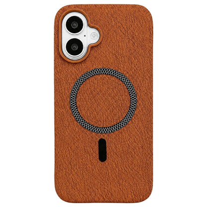 For iPhone 16 Acrylic Hybrid TPU Rhombus Texture Magnetic Phone Case(Terracotta)