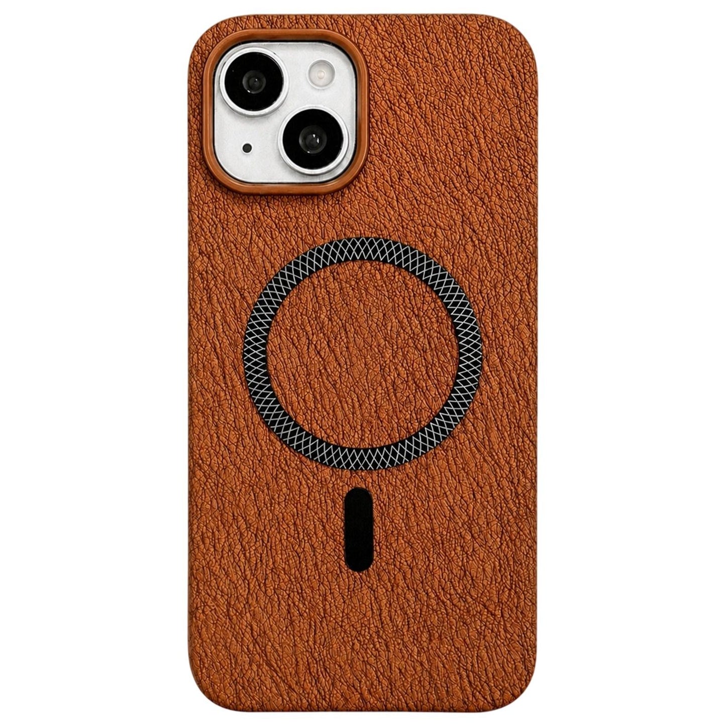 For iPhone 15 Plus Acrylic Hybrid TPU Rhombus Texture Magnetic Phone Case(Terracotta)