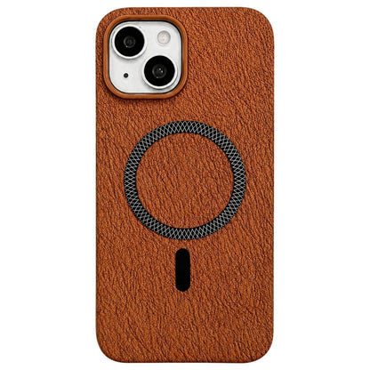 For iPhone 15 Plus Acrylic Hybrid TPU Rhombus Texture Magnetic Phone Case(Terracotta)