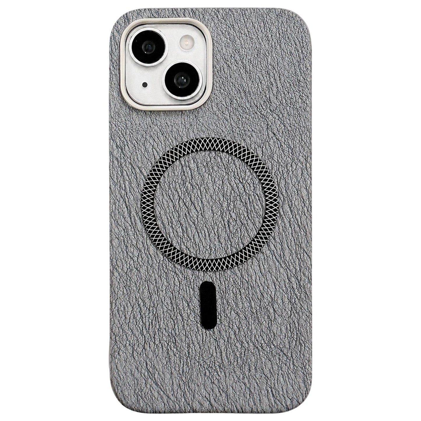For iPhone 15 Plus Acrylic Hybrid TPU Rhombus Texture Magnetic Phone Case(Grey)