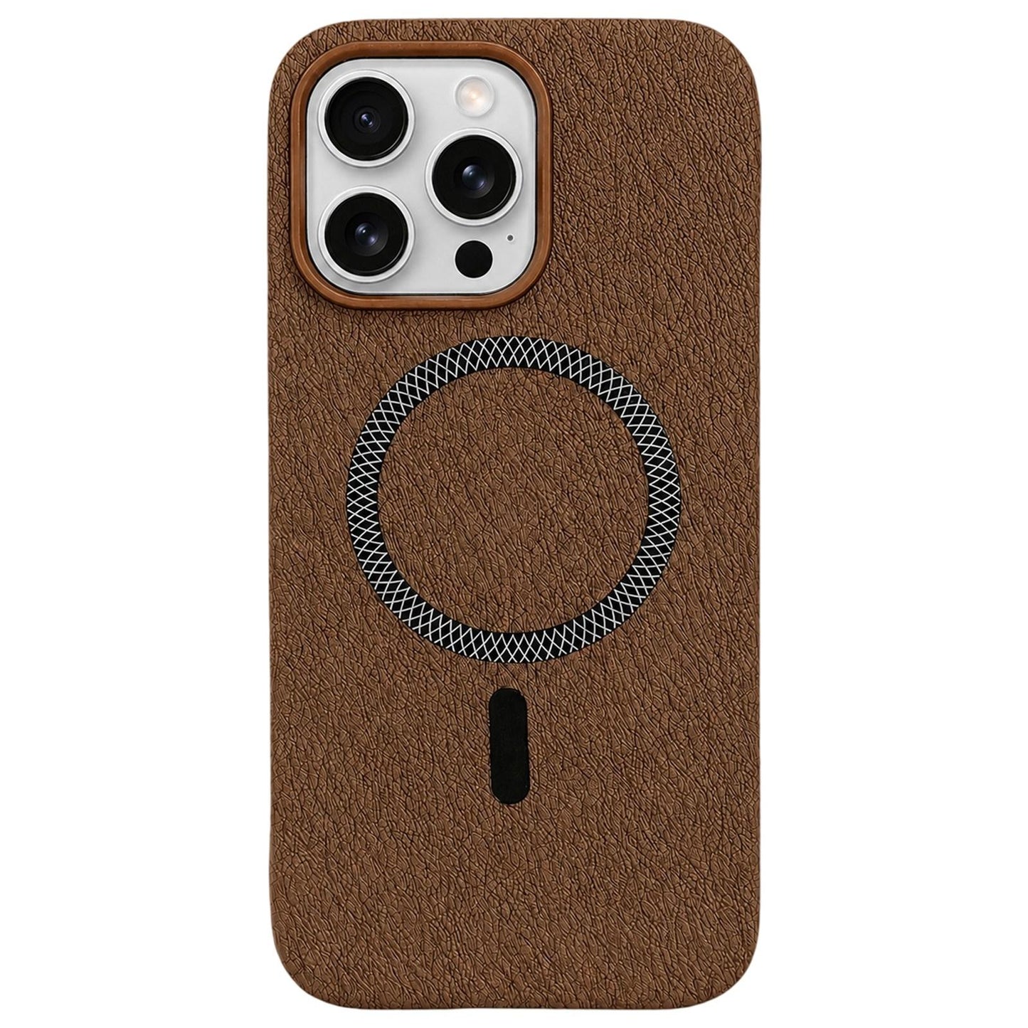 For iPhone 14 Pro Max Acrylic Hybrid TPU Rhombus Texture Magnetic Phone Case(Brown)