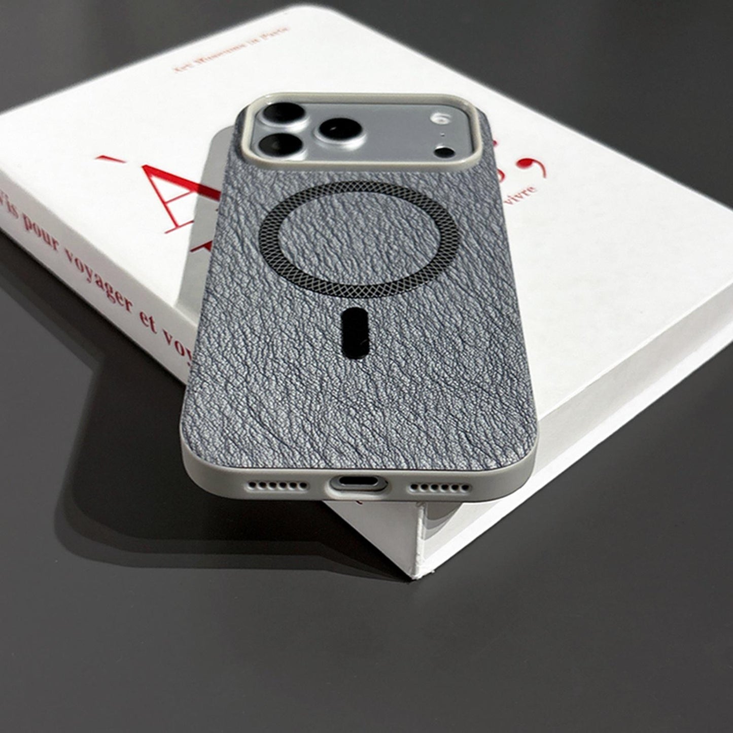For iPhone 15 Plus Acrylic Hybrid TPU Rhombus Texture Magnetic Phone Case(Grey)