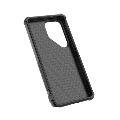 For Galaxy S25 Ultra 5G Rugged Carbon Fiber Texture Airbag Shockproof Magnetic Phone Case(Purple)
