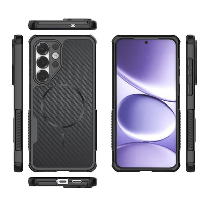 For Galaxy S26+ 5G Rugged Carbon Fiber Texture Airbag Shockproof Magnetic Phone Case - Black - EDA010016102A