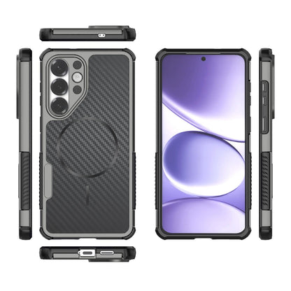 For Galaxy S26+ 5G Rugged Carbon Fiber Texture Airbag Shockproof Magnetic Phone Case - Gray - EDA010016102B