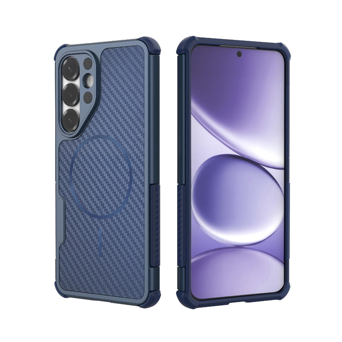 For Galaxy S26+ 5G Rugged Carbon Fiber Texture Airbag Shockproof Magnetic Phone Case - Blue - EDA010016102C