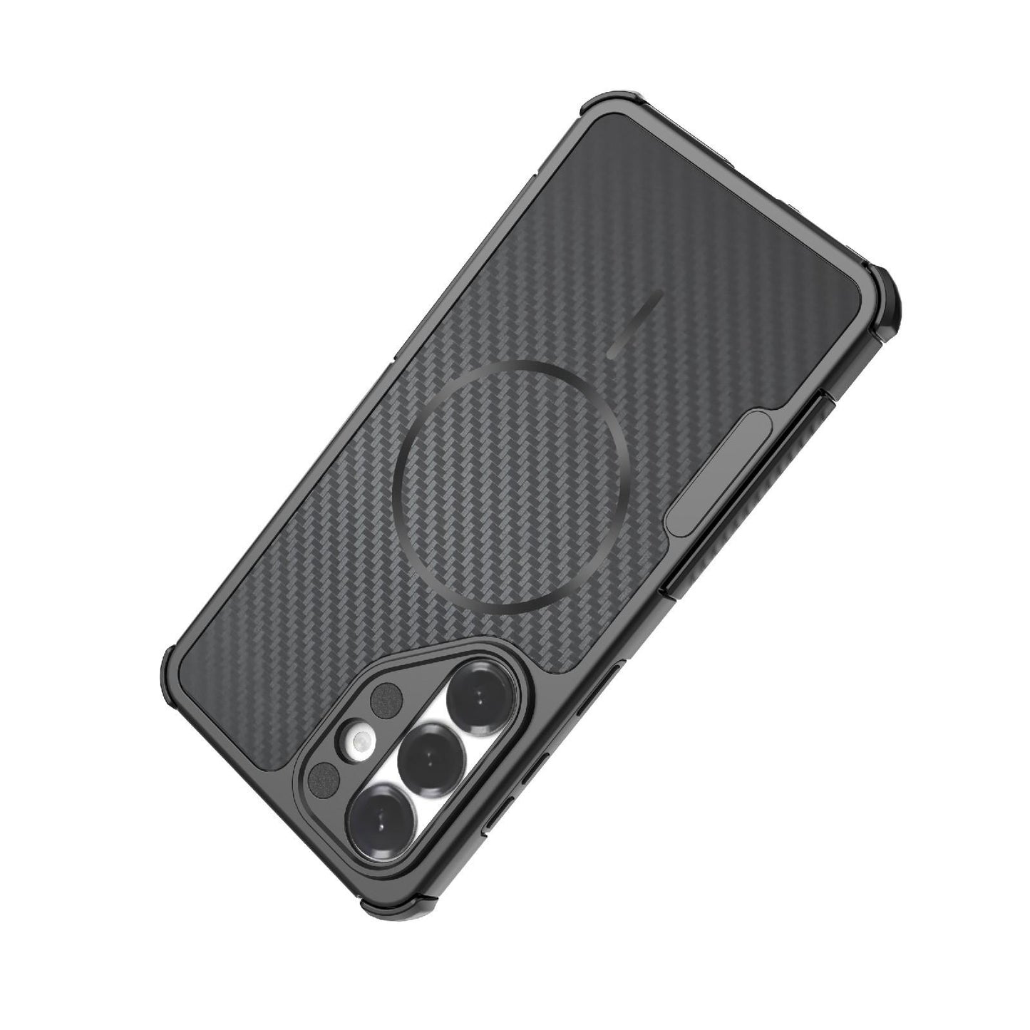 For Galaxy S26+ 5G Rugged Carbon Fiber Texture Airbag Shockproof Magnetic Phone Case(Purple)