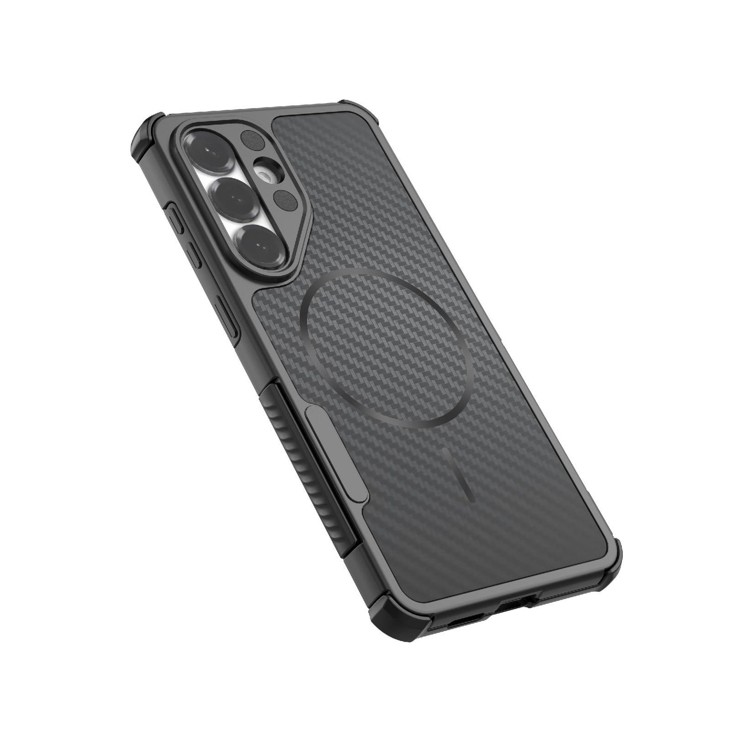 For Galaxy S26+ 5G Rugged Carbon Fiber Texture Airbag Shockproof Magnetic Phone Case(Purple)