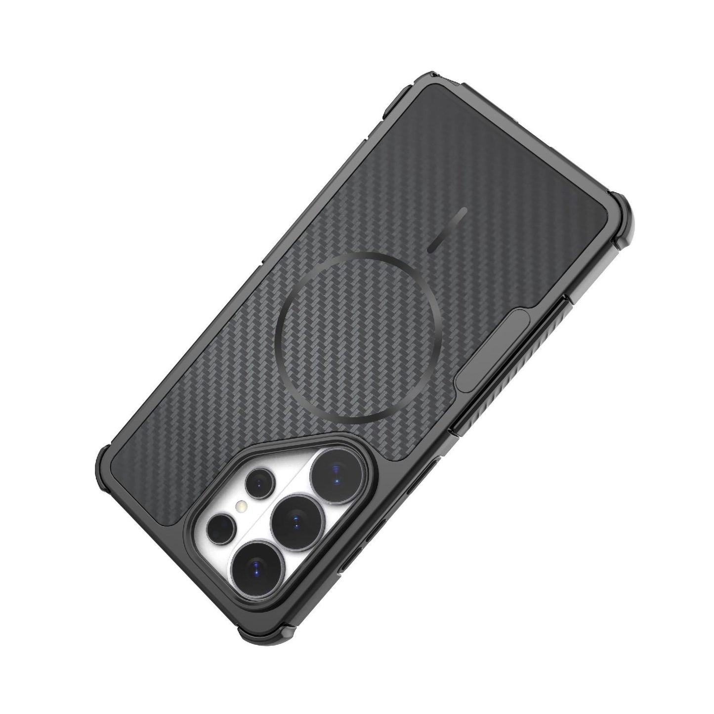 For Galaxy S26 Ultra 5G Rugged Carbon Fiber Texture Airbag Shockproof Magnetic Phone Case(Gray)