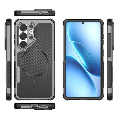 For Galaxy S26 5G Rugged Carbon Fiber Texture Airbag Shockproof Magnetic Phone Case(Gray)