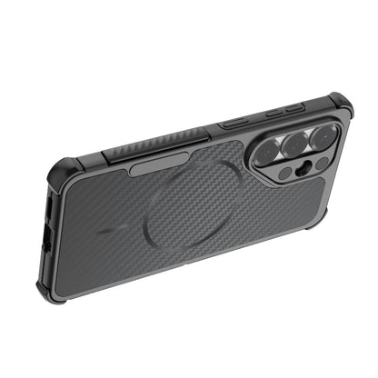 For Galaxy S26 5G Rugged Carbon Fiber Texture Airbag Shockproof Magnetic Phone Case(Gray)