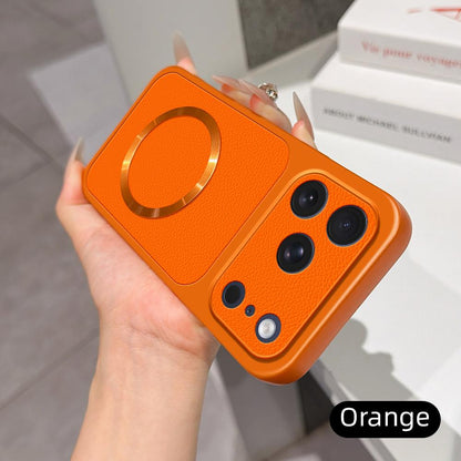 For iPhone 17 Pro Max Lambskin Series Magnetic Skin Feel Phone Case(Orange)