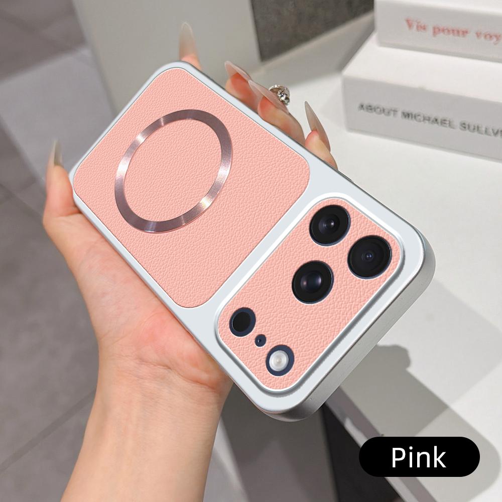 For iPhone 17 Pro Max Lambskin Series Magnetic Skin Feel Phone Case(Pink)