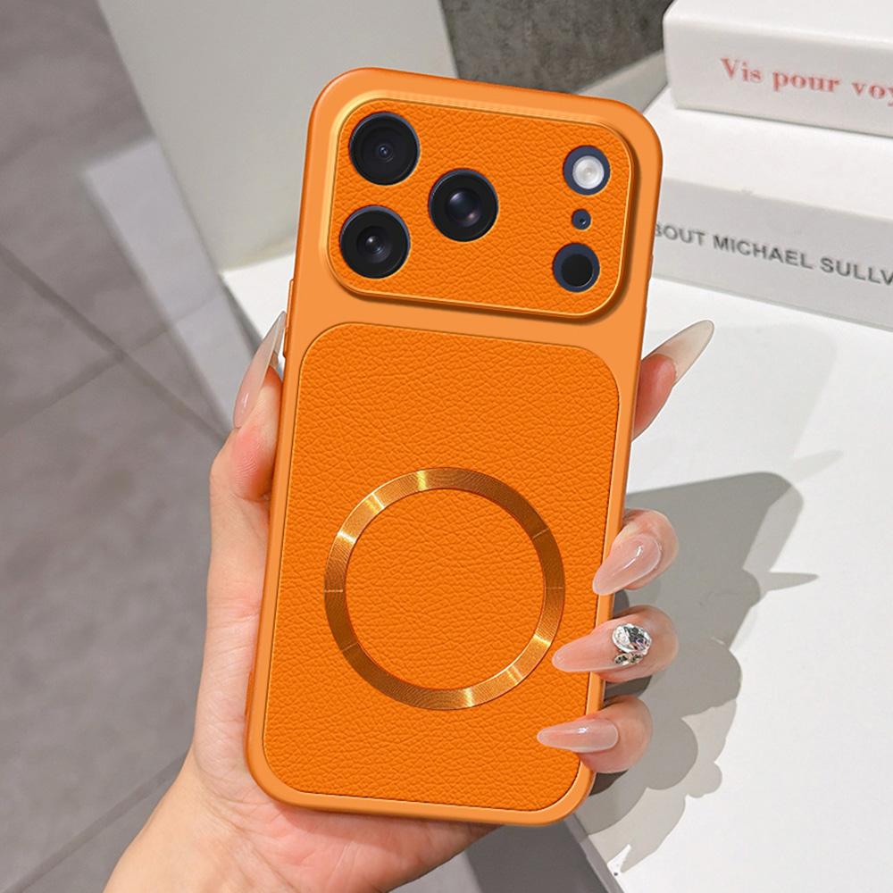 For iPhone 17 Pro Lambskin Series Magnetic Skin Feel Phone Case(Orange)