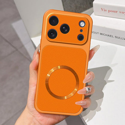 For iPhone 17 Pro Lambskin Series Magnetic Skin Feel Phone Case(Orange)