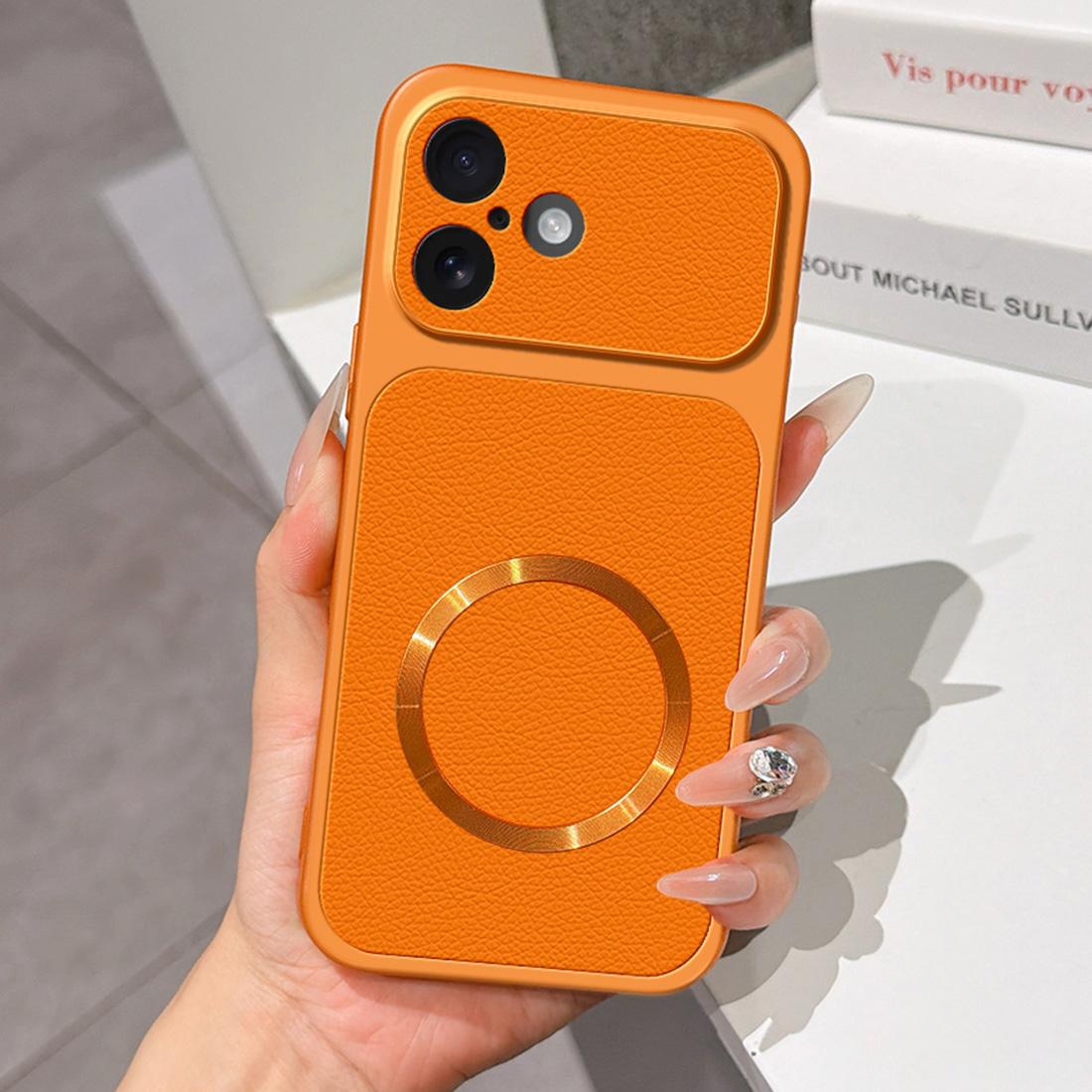 For iPhone 17 Lambskin Series Magnetic Skin Feel Phone Case(Orange)