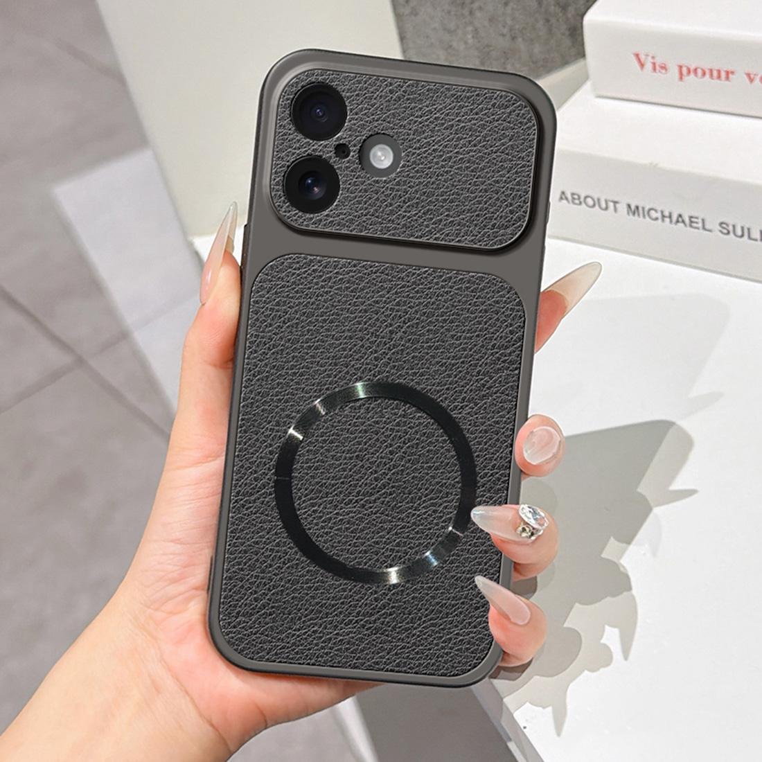 For iPhone 17 Lambskin Series Magnetic Skin Feel Phone Case(Black)
