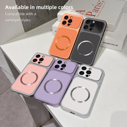 For iPhone 16 Pro Max Lambskin Series Magnetic Skin Feel Phone Case(Orange)