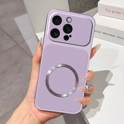 For iPhone 16 Pro Max Lambskin Series Magnetic Skin Feel Phone Case(Purple)