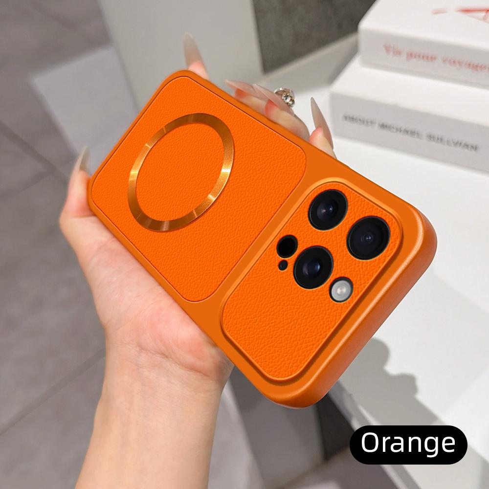 For iPhone 16 Pro Lambskin Series Magnetic Skin Feel Phone Case(Orange)