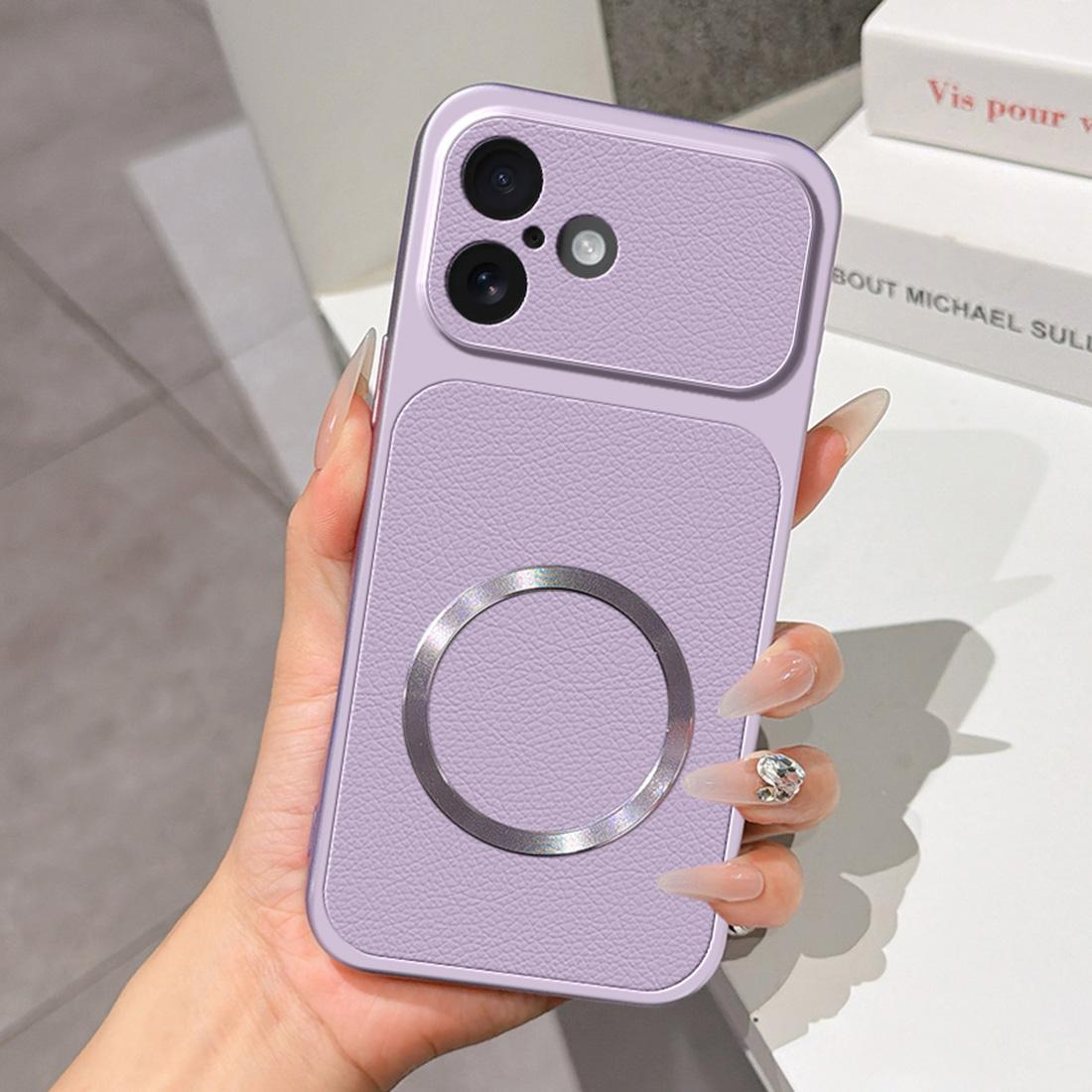 For iPhone 16 Plus Lambskin Series Magnetic Skin Feel Phone Case(Purple)