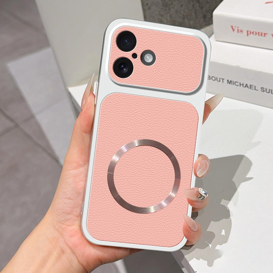 For iPhone 16 Plus Lambskin Series Magnetic Skin Feel Phone Case(Pink)