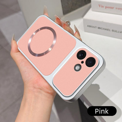 For iPhone 16 Lambskin Series Magnetic Skin Feel Phone Case(Pink)