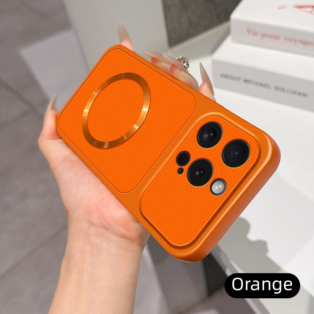 For iPhone 15 Pro Max Lambskin Series Magnetic Skin Feel Phone Case(Orange)