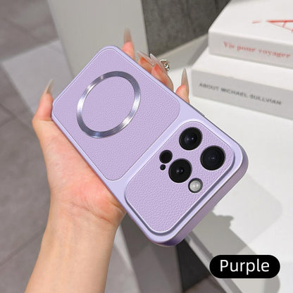 For iPhone 15 Pro Max Lambskin Series Magnetic Skin Feel Phone Case(Purple)
