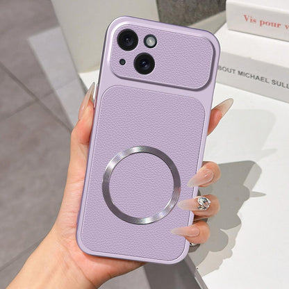 For iPhone 15 Plus Lambskin Series Magnetic Skin Feel Phone Case(Purple)