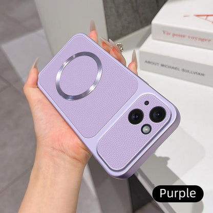 For iPhone 15 Plus Lambskin Series Magnetic Skin Feel Phone Case(Purple)