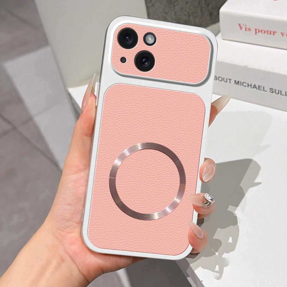 For iPhone 15 Plus Lambskin Series Magnetic Skin Feel Phone Case(Pink)