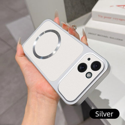 For iPhone 15 Lambskin Series Magnetic Skin Feel Phone Case(Silver)