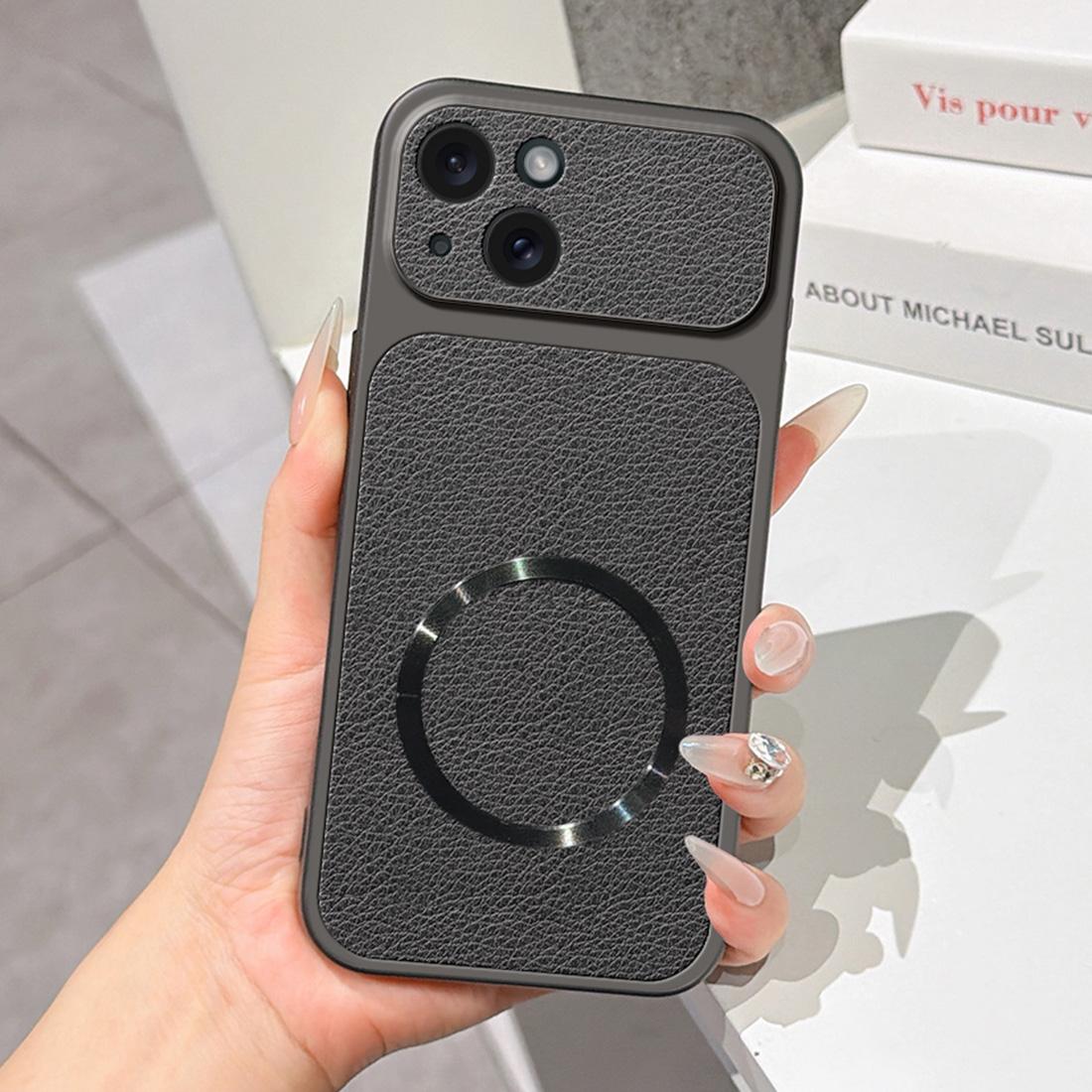 For iPhone 15 Lambskin Series Magnetic Skin Feel Phone Case(Black)