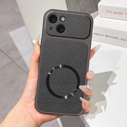 For iPhone 15 Lambskin Series Magnetic Skin Feel Phone Case(Black)