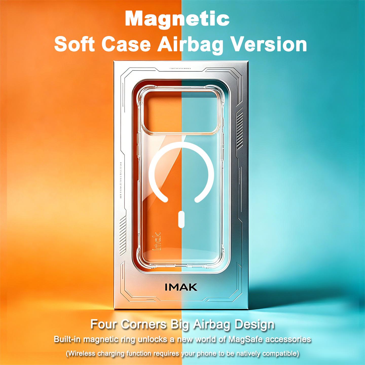 For iPhone 18 Pro Max imak Magnetic Shockproof Airbag TPU Phone Case(Transparent)