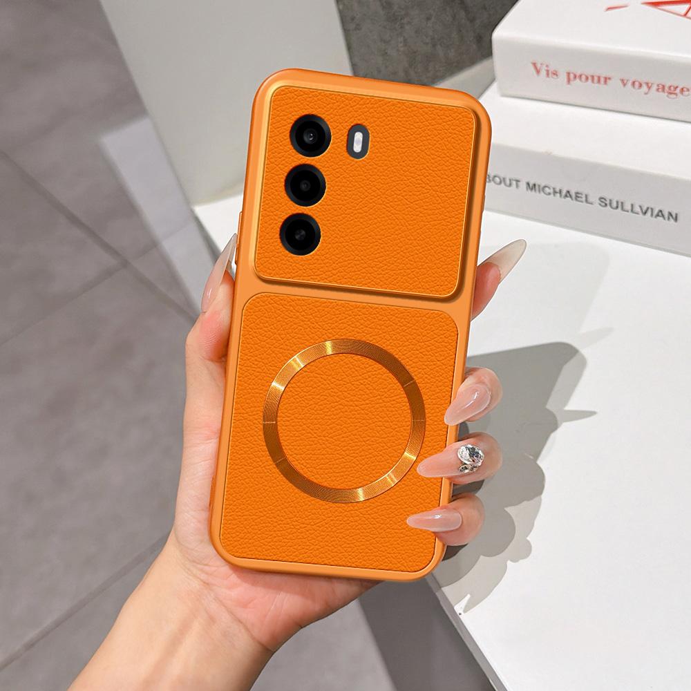 For OnePlus Turbo 6X 5G Lambskin Series Magnetic Skin Feel Phone Case(Orange)