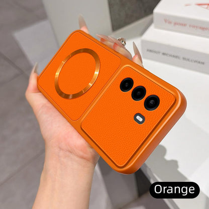 For OnePlus Turbo 6X 5G Lambskin Series Magnetic Skin Feel Phone Case(Orange)