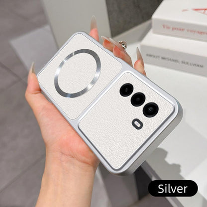 For OnePlus Turbo 6X 5G Lambskin Series Magnetic Skin Feel Phone Case(Silver)