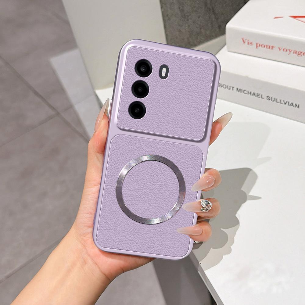 For OnePlus Turbo 6X 5G Lambskin Series Magnetic Skin Feel Phone Case(Purple)