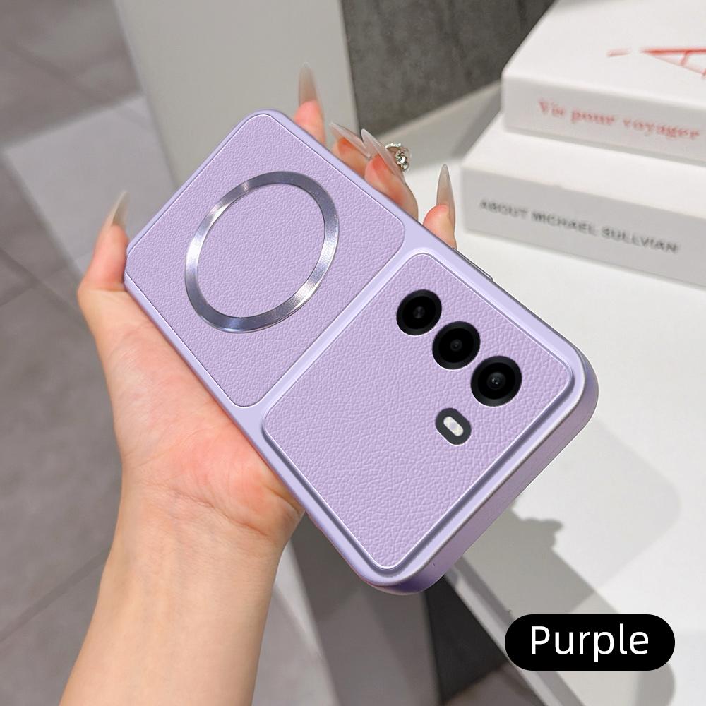 For OnePlus Turbo 6X 5G Lambskin Series Magnetic Skin Feel Phone Case(Purple)