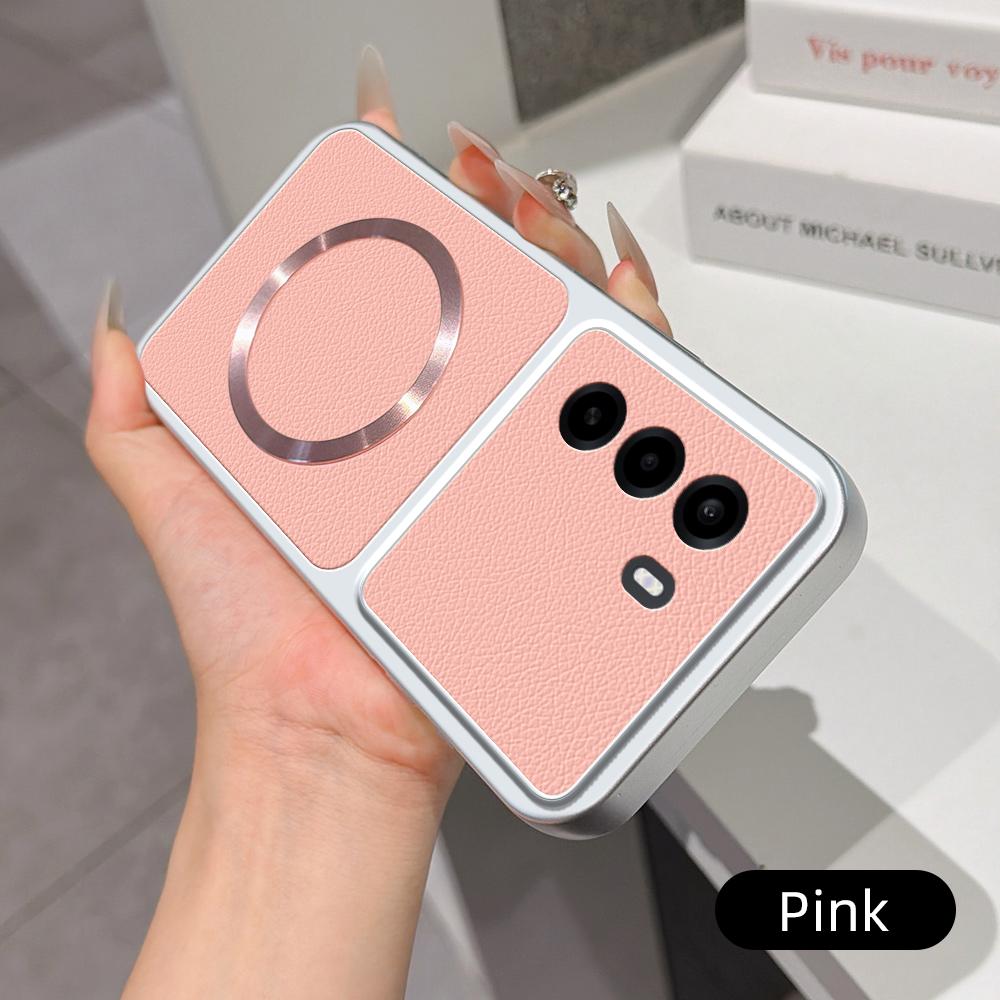 For OnePlus Turbo 6X 5G Lambskin Series Magnetic Skin Feel Phone Case(Pink)