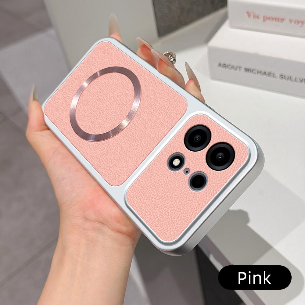 For OnePlus Turbo 6X Pro 5G Lambskin Series Magnetic Skin Feel Phone Case(Pink)