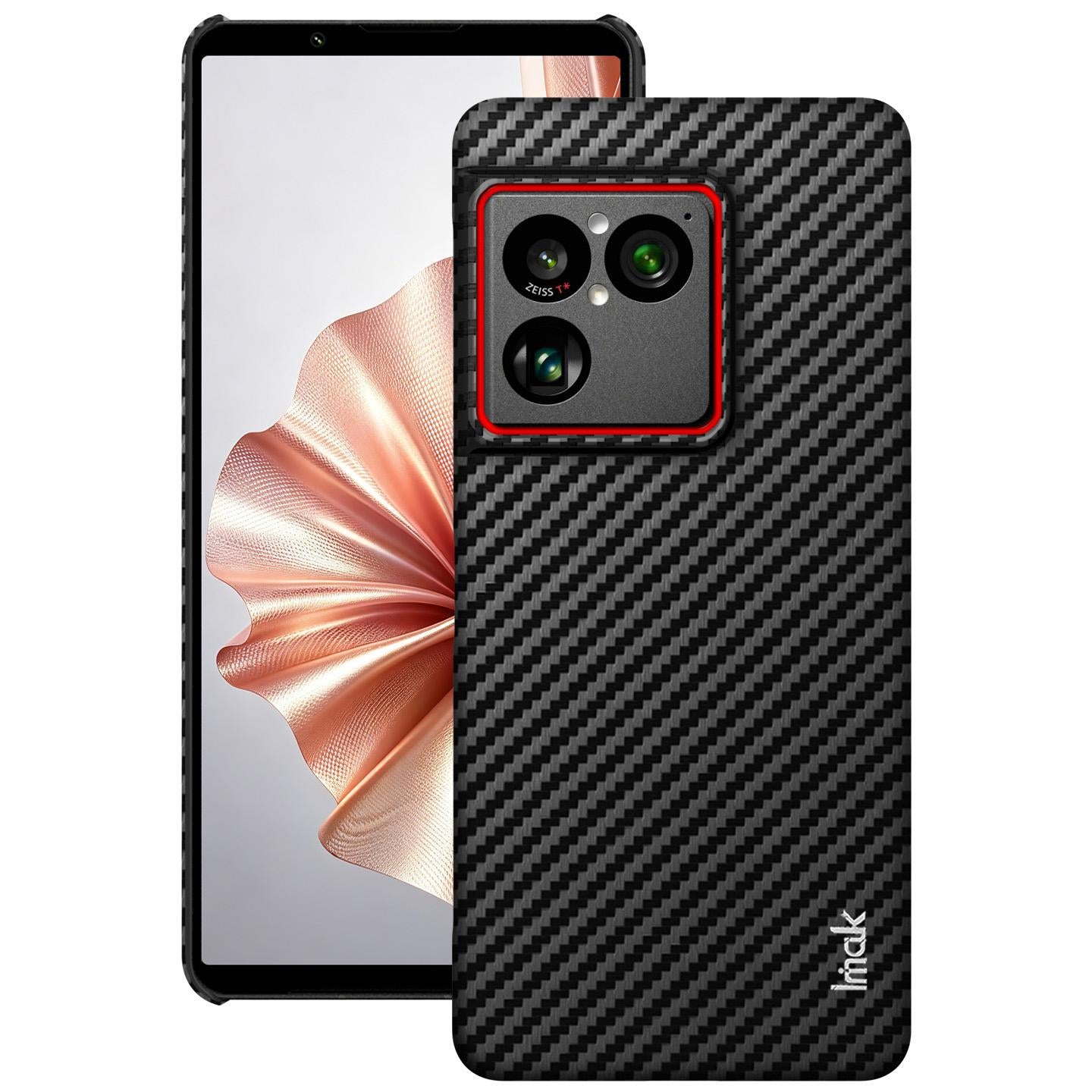 For Sony Xperia 1 VIII imak Ruiyi Series Red Ring Carbon Fiber Texture Phone Case(Black)