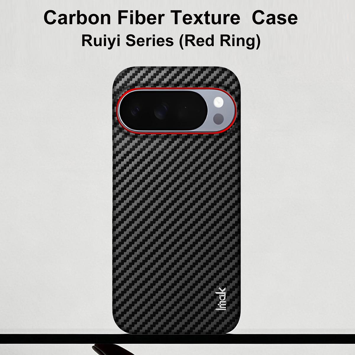 For Google Pixel 10 Pro XL imak Ruiyi Series Red Ring Carbon Fiber Texture Phone Case(Black)