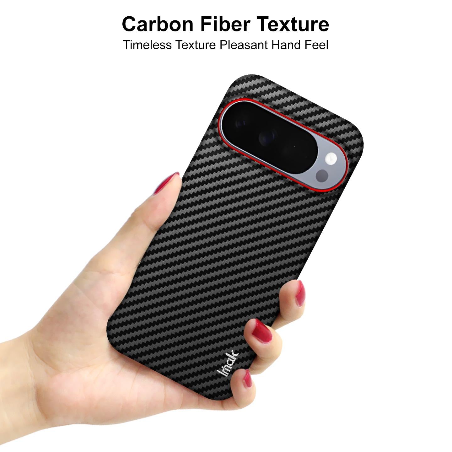 For Google Pixel 10 Pro XL imak Ruiyi Series Red Ring Carbon Fiber Texture Phone Case(Black)